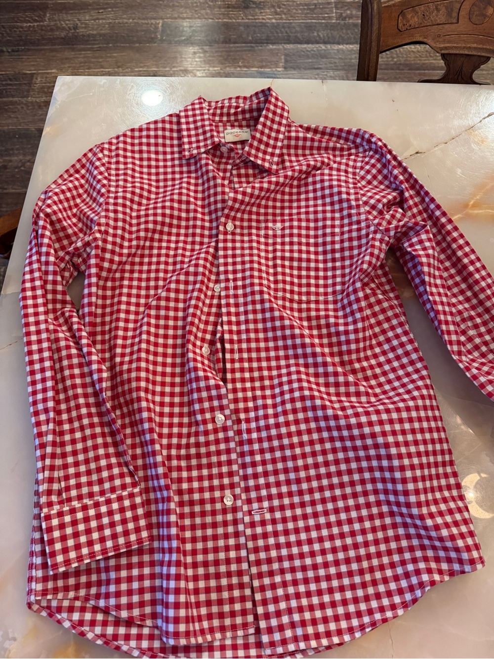 Dockers Red and White Gingham Button-Down Shirt